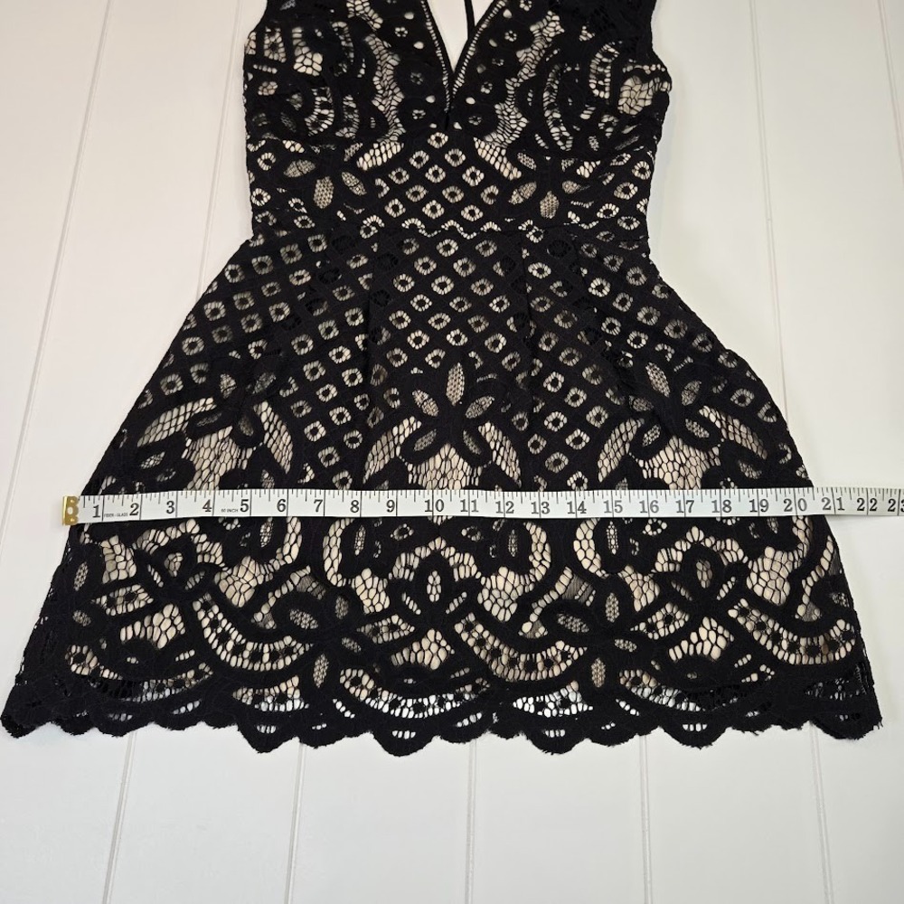 Free People One Million Lovers‎ Black Lace A-Line Dress Size 0 Tan Lining NWT - Picture 13 of 14